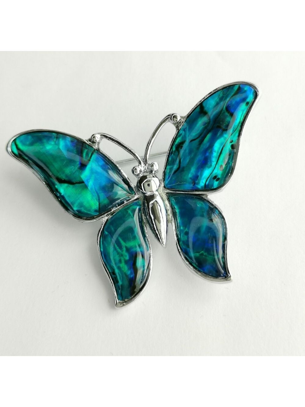 NWT handmade Abalone shell blue butterfly brooch pin made in Canada